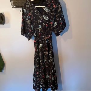 TAHARI Faux Wrap Dress with Kimono Arms
